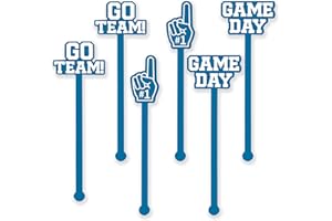 ROYER CORPORATION Coffee and Cocktail Stirrers, Reusable Plastic Drink Sticks, 24 Fan Assortment Swizzle Sticks, Use as a Mixers Parties, Football, Soccer, Baseball Party, Decorations and for Sports Teams, 6 inch