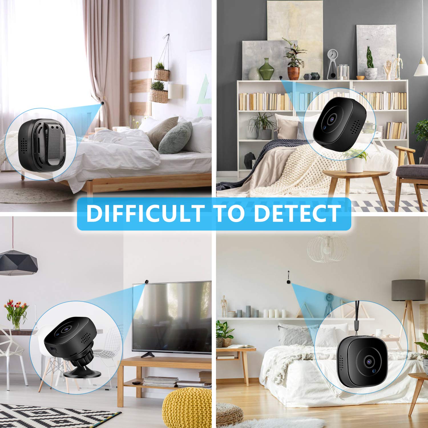 Mini Spy Camera Wireless Hidden WiFi Cameras, HD 1080P Live Streaming Small Nanny Camera with Night Vision and Motion Activated, Micro Security Body Cop Cam with Cell Phone APP for Home and Outdoor