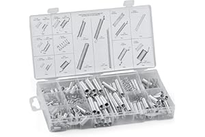 200 Pieces Springs Assortment Zinc Plated Steel Extension Springs and Compression Springs Set with Hook