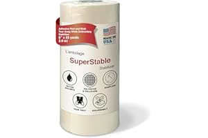 Superpunch White Adhesive Peel & Stick Tear Away Stabilizer for Embroidery - 8-inch x 25-Yard Roll, SuperStable Machine Embroidery Stabilizers Backing 2.0 oz for Hoop Less Embroidery, Made in USA
