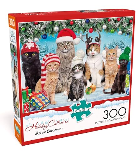 BUHAH Weihnachtspuzzle 1000 Teile - Lustige Katzen Mit Weihnachtsmützen, Festliche Herausforderung