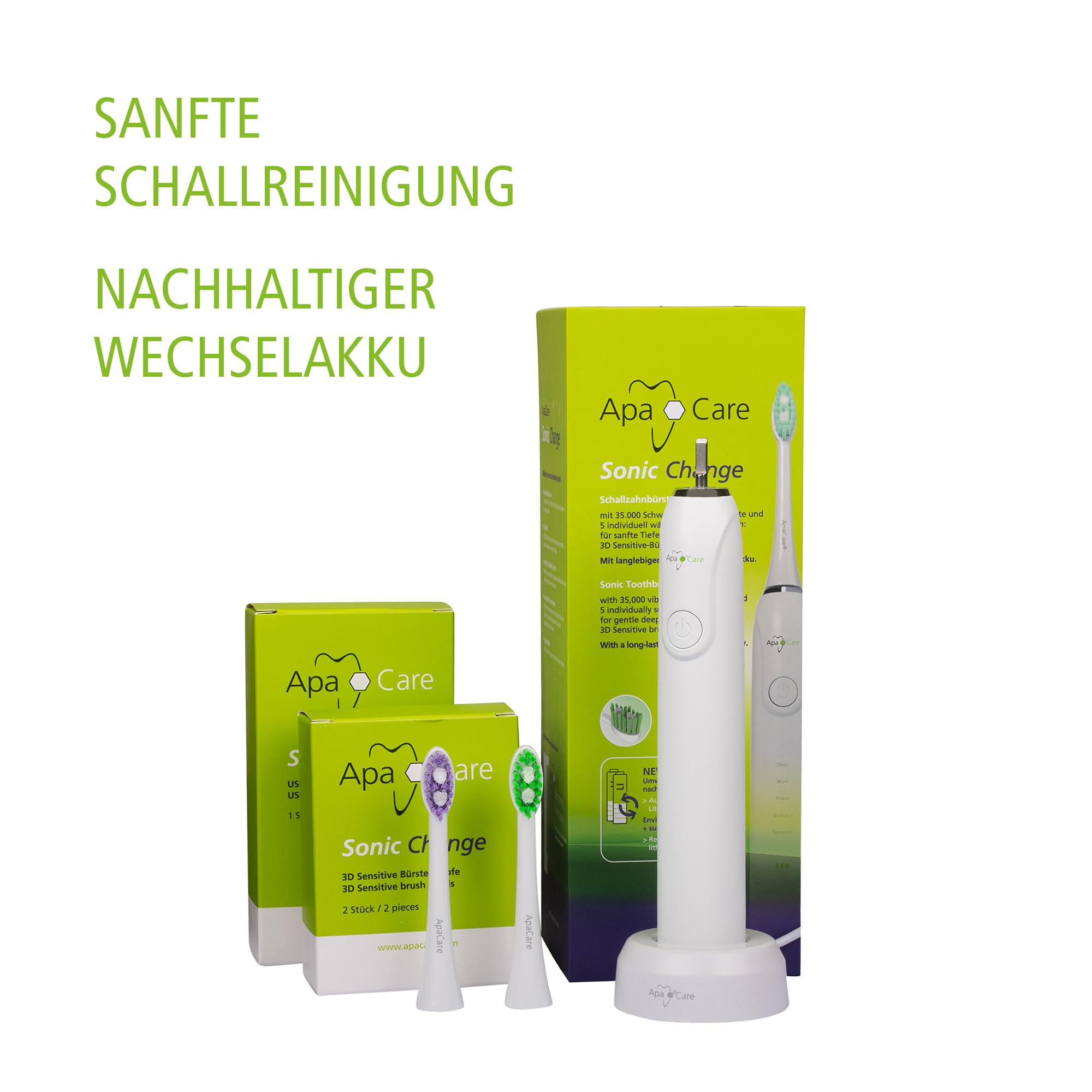 ApaCare Sonic Change Schallzahnbürste mit Wechselakku & 3D-Bürste 2