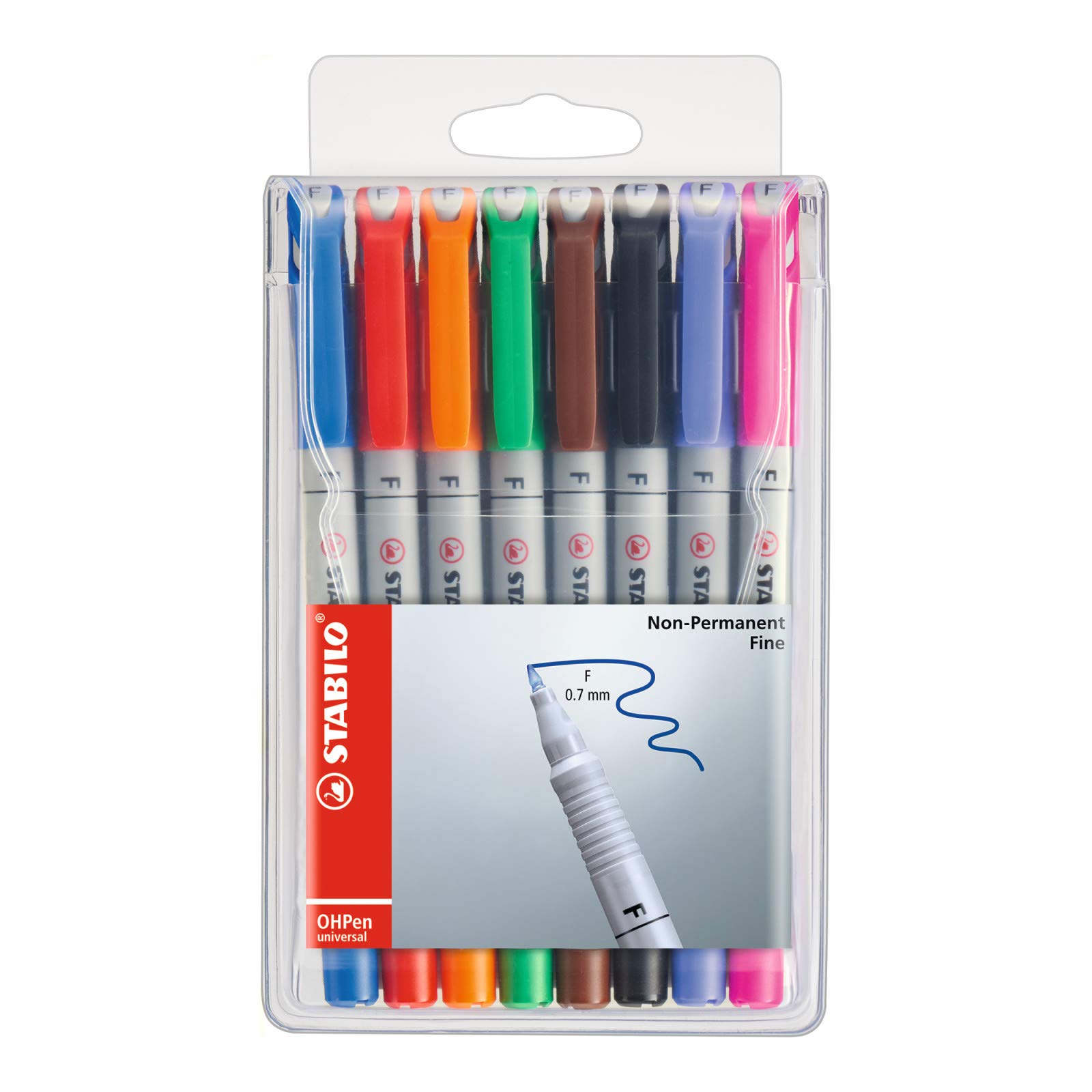 STABILO OHP Pen OHP Pen Soluble - Fine - Wallet of 8 - Assorted Colours