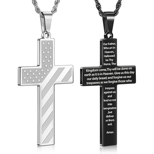 Football Bible Verse Cross Necklace - Stainless Steel Religious Sports Jewelry For Men & Boys
