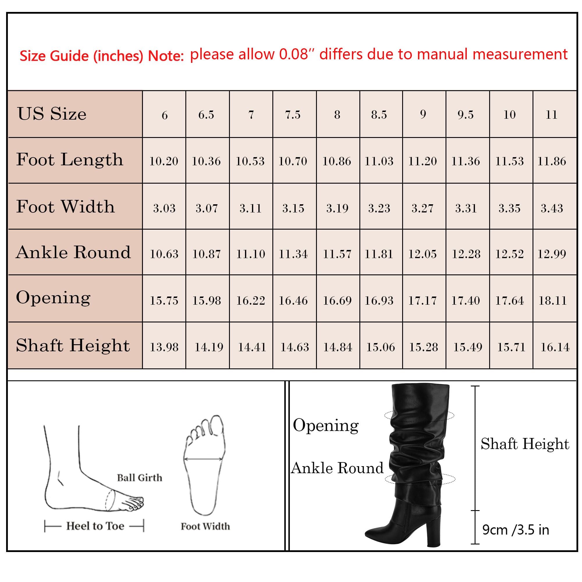 Modatope Knee High Boots Women Fold Over Knee High Boots Chunky High Heels Long Boots Zipper Pointed Toe Dress Tall Boots for Women