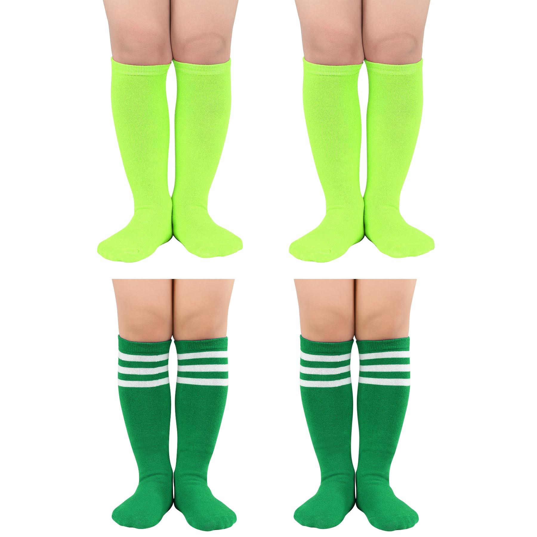 Zando 4 Pairs Neon Green Socks Toddler Cotton