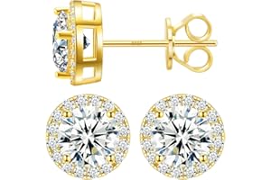 Delzzad Jewelry Moissanite Stud Earrings, S925 Sterling Silver Unisex Earring, Gold/Silver Earrings For Men Women Gift