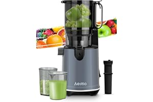 Aeitto Cold Press Juicer, Juicer Machine with 5.3" Wide Mouth, 250W Whole Fruit juicer, 1.7L Large Capacity Juice Extractor for Vegetable and Fruit, High Juice Yield, Easy to Clean with Brush, Grey