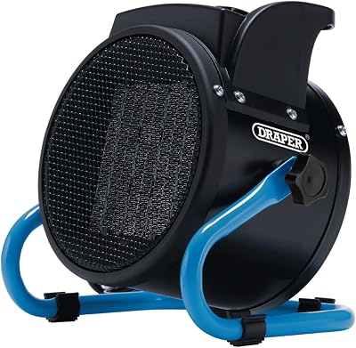 Draper 04565 PTC Fan Heater 2kW 2 Heat Settings Home Office Industrial Blue