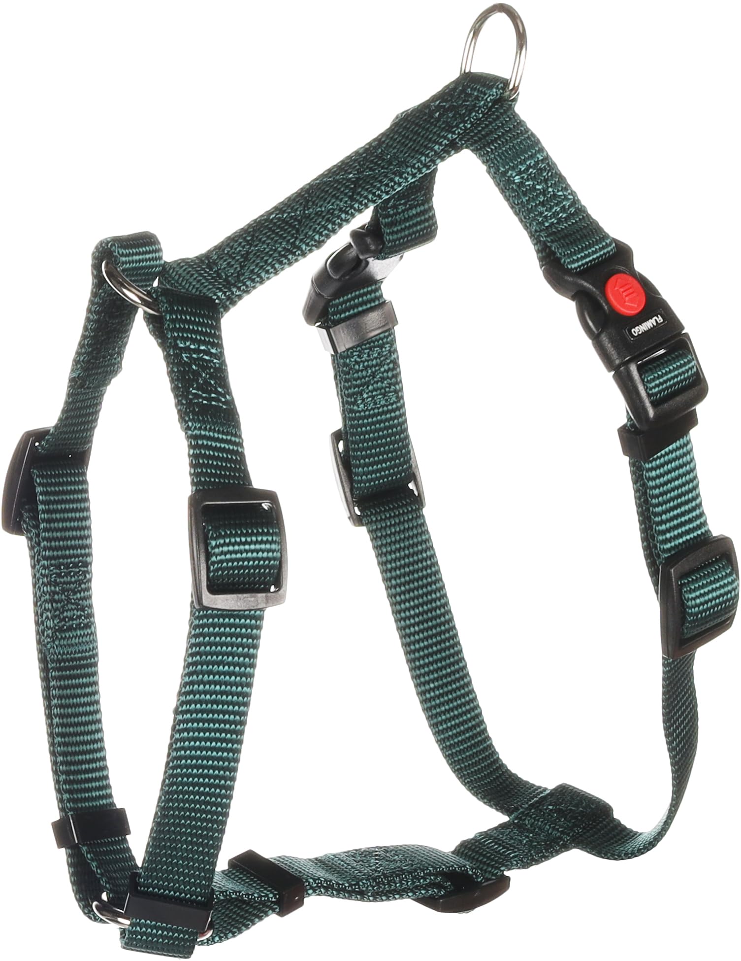 Flamingo Dog Harness H-shape Ziggi Dark green XS 25-40cm 30-45cm 10mm