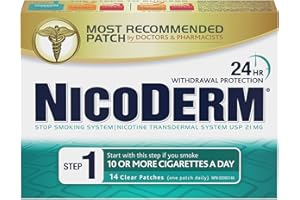 Nicoderm Step 1 Clear Patches, Quit Smoking and Smoking Cessation Aid, 21 mg of Nicotine/Day, 14 Count