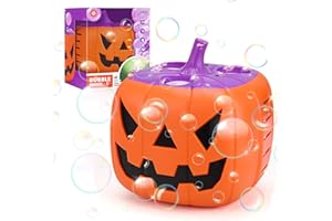 AIERSA Halloween Bubble Machine, Pumpkin Bubble Maker, Electric Automatic Rechargeable Bubble Machine with Lights for Halloween Indoor or Outdoor Parties Decorations and Gifts