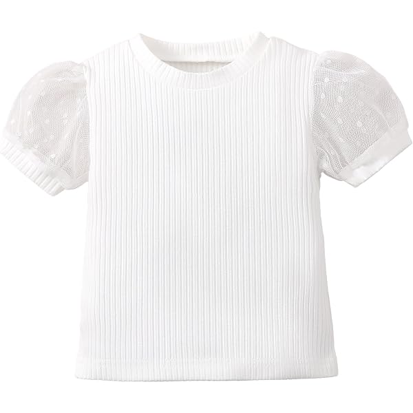 Toddler Girl Long Sleeve Ruffle Blouse - White Basic Top, 95% Polyester 5% Spandex (12M-6Y)