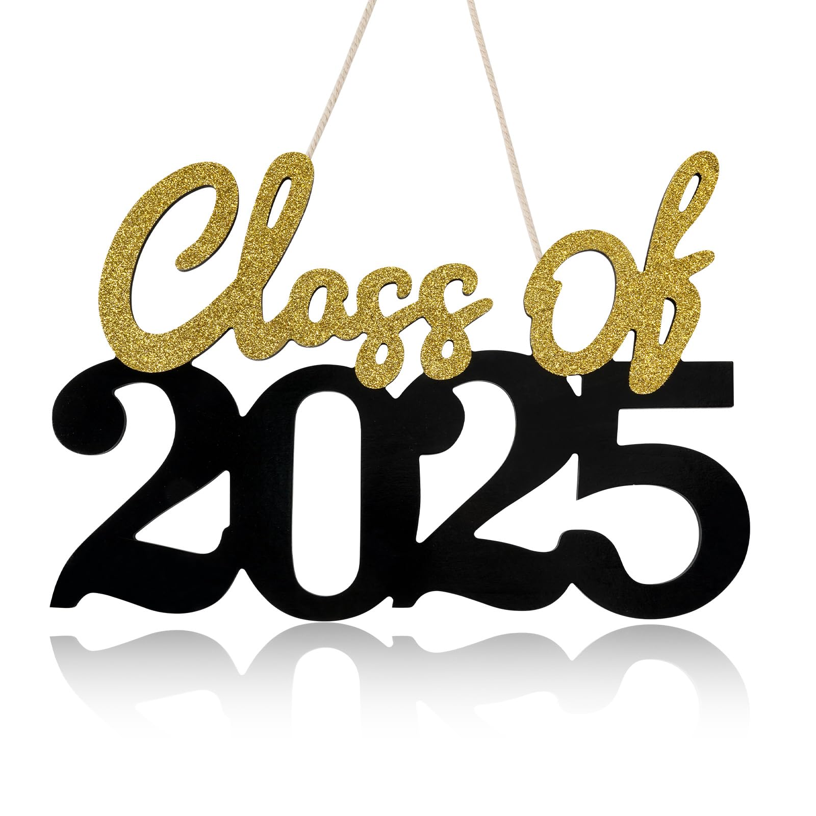 Photo 1 of Graduation Decorations Class of 2025 Wooden Sign,Class of 2025 Graduation Photo Booth Prop for Graduation Party Supplies,15.75x9.84 Inches (Gold)