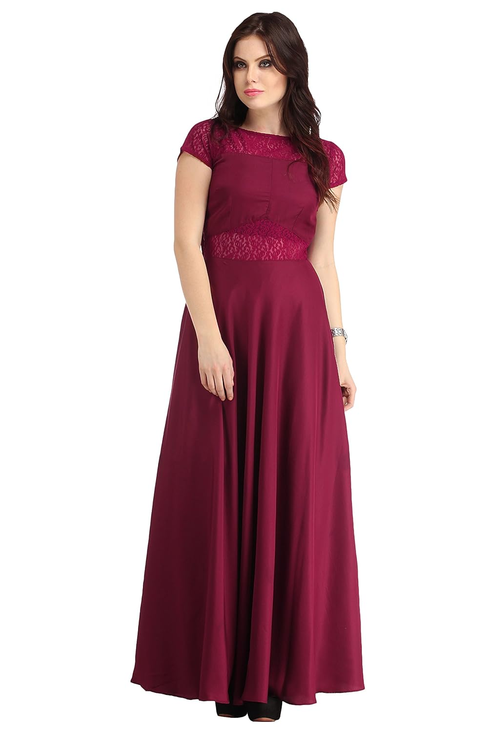raas pr&ecirc;t women's crepe flared gown