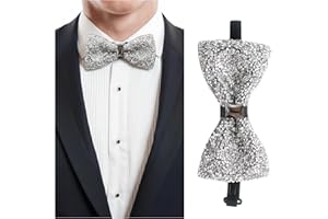 Rhinestone Bow Ties for Men Pre-tied Bow Ties Banquet Bowtie with Adjustable Length for Wedding Party (Black)
