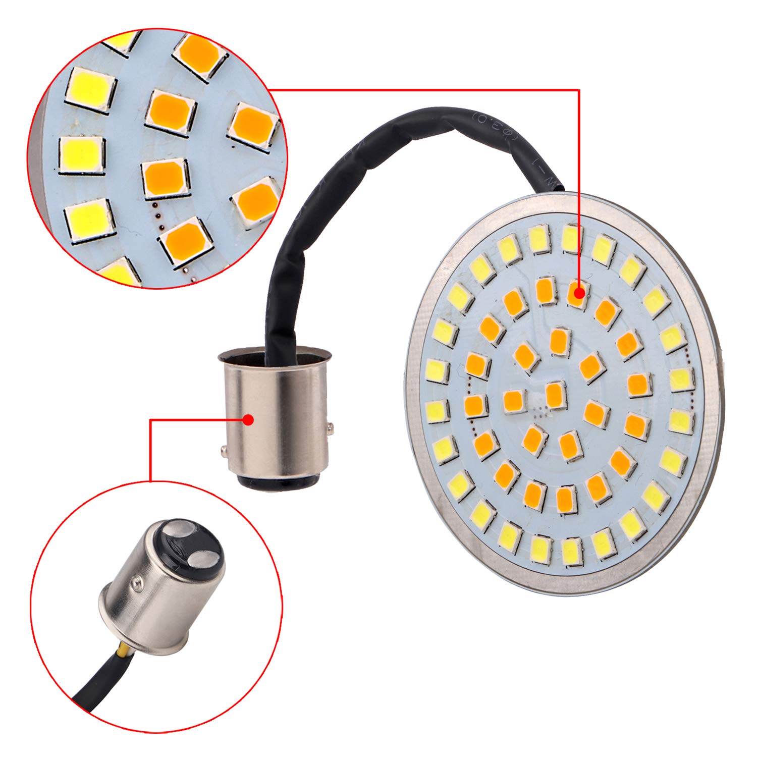 Inserts de clignotants 1157 LED Blanc//ambre 5,1 cm housses dobjectif fum/&eacute; pour Harley Davidson Touring Dyna Softail Gilde Sportster