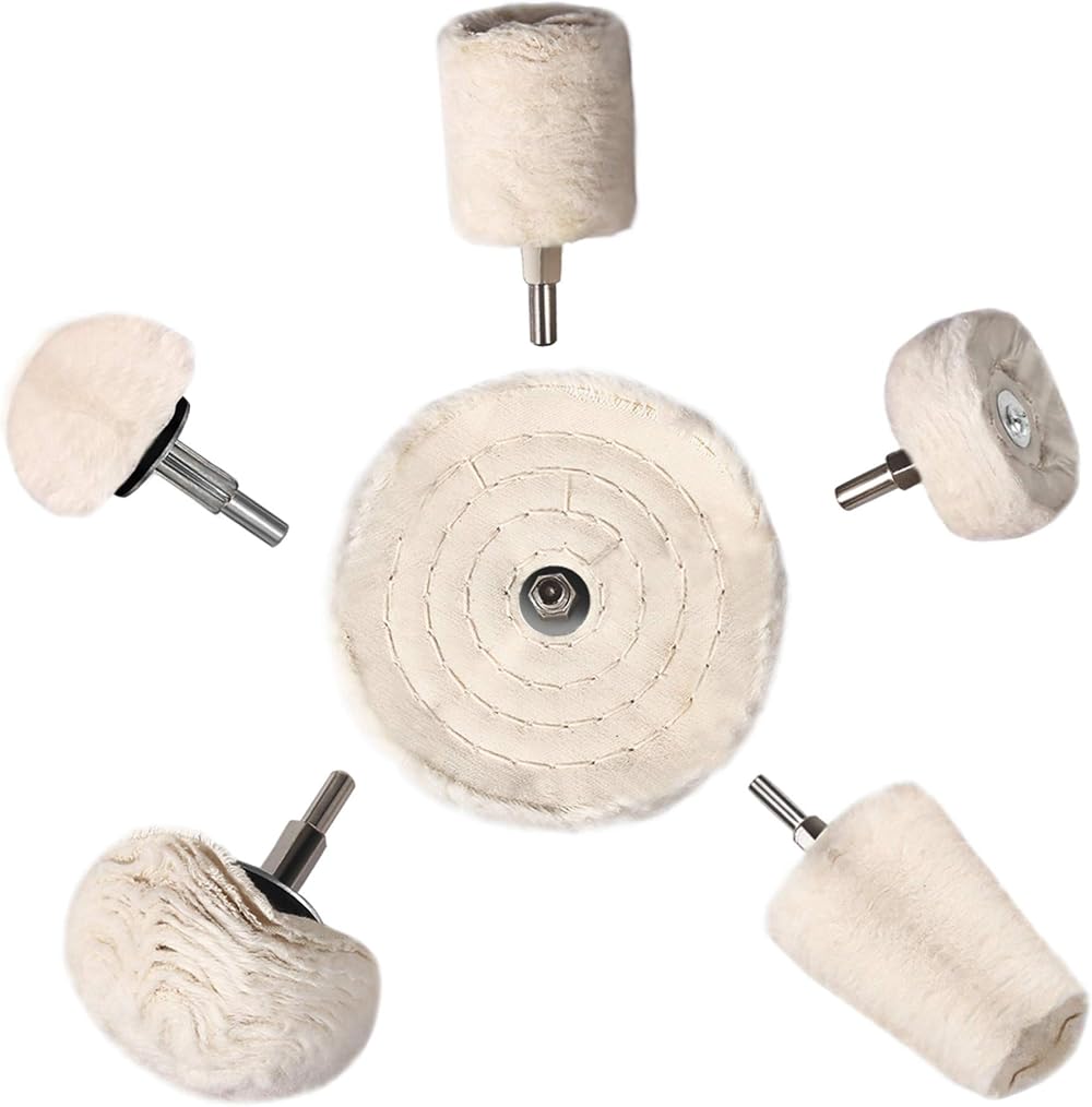 Heatigo 6Pcs Polishing Buffing Wheel Pad Kit for Drill Metal Wood Plastic
