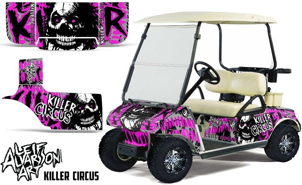 Savage Kits Golf Cart Graphics kit Sticker Decal Compatible with Club Car Precedent 2004-2013 - Killer Circus Pink