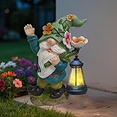 RATUEJIA Solar Garden Gnomes Statue - Funny Dwarf Statue Carrying a Solar Lantern on its Shoulder, Outdoor Garden Decor for Yard, Lawn, Patio - Gnomes Figurine Ideal for Holiday Giving