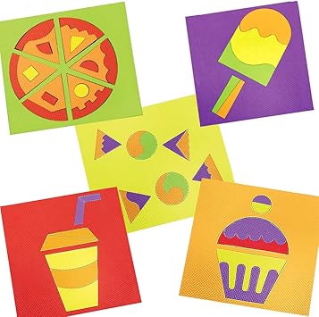 Imagimake Make with Shapes Activity Kit and Puzzle (3 Years +) to Learn Shapes, Sizes and Fine Motor Skills, Food Theme, 8 mm Foam (Multicolor)