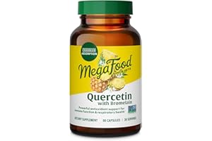MegaFood Quercetin with Bromelain - Respiratory & Seasonal Immune Support Supplement - Quercetin 500mg Capsules & Enhanced Absorption with Bromelain - Vegan, Gluten-Free - 60 Capsules, 30 Servings