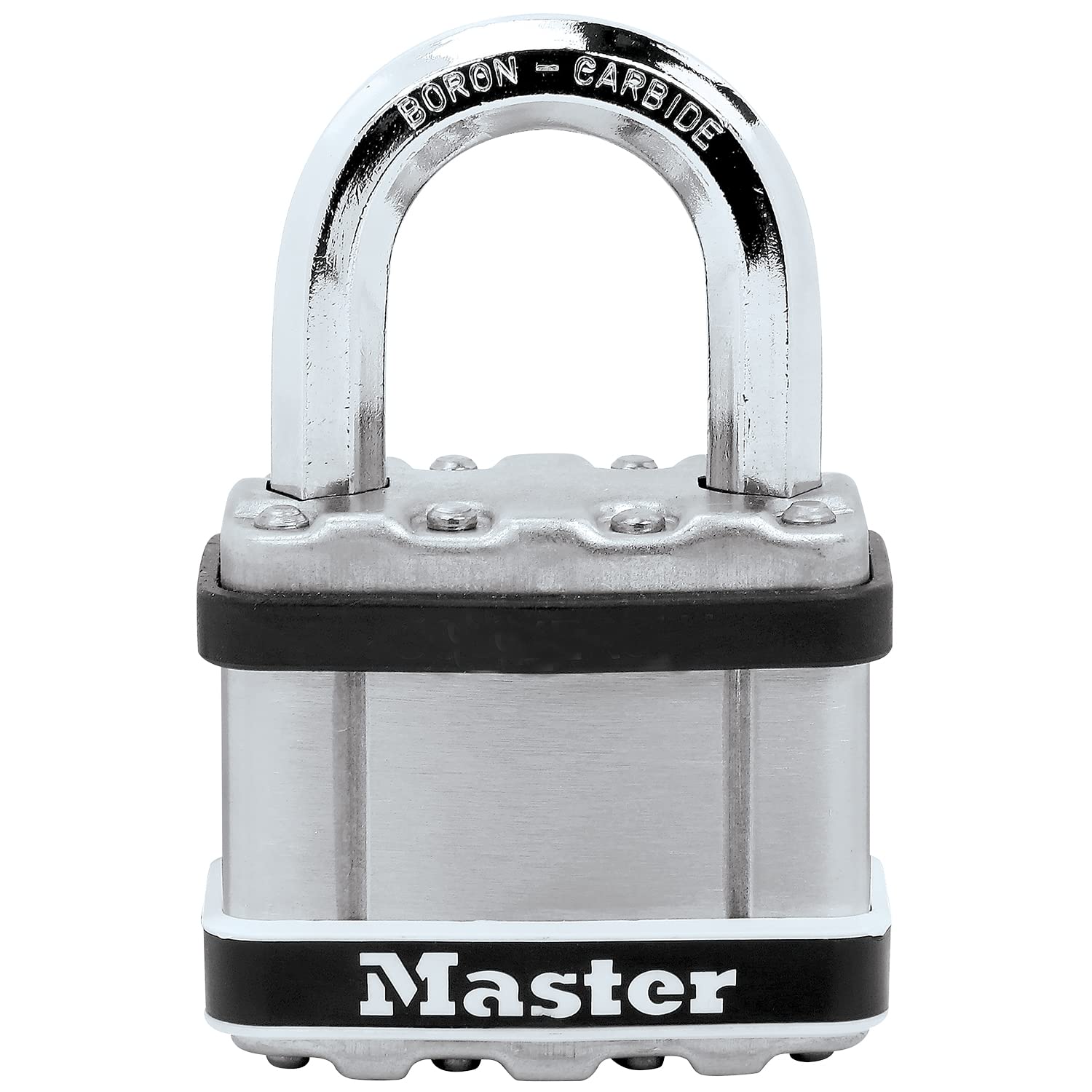 MASTER LOCK Heavy Duty Padlock, Security Level 9/10, Marine Environment, Laminated Steel, Stainless Steel Body Cover, Weatherproof, Standard Shackle
