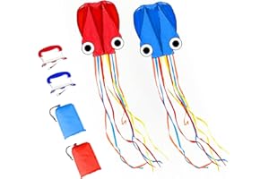 Flying Hoofer Large Octopus Kites for Kids and Adults - Easy to Fly, 28X158 3D Software Colorful Kite with Long Tails. Perfect for Beach and Outdoor Activities