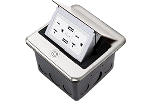 Vagueior Pop-Up Floor Box Kit, 4.8A USB Outlet, 20A Tamper-Resistant Receptacle Outlet, Corrosive Resistant Hardware, Stainless Steel Color ETL Certified