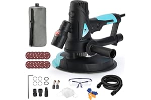 AYA-TECH Drywall Sander, 720W 6A Electric Handled Drywall Sander with Vacuum, 5 Variable Speed 1200-2500 RPM 7 Inch Portable Electric Led Light (Blue With Downlight)