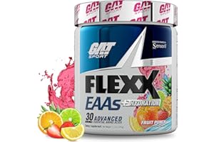 GAT SPORT Flexx EAAs + Hydration, Advanced Essential Amino Acids, 30 Servings (Fruit Punch)