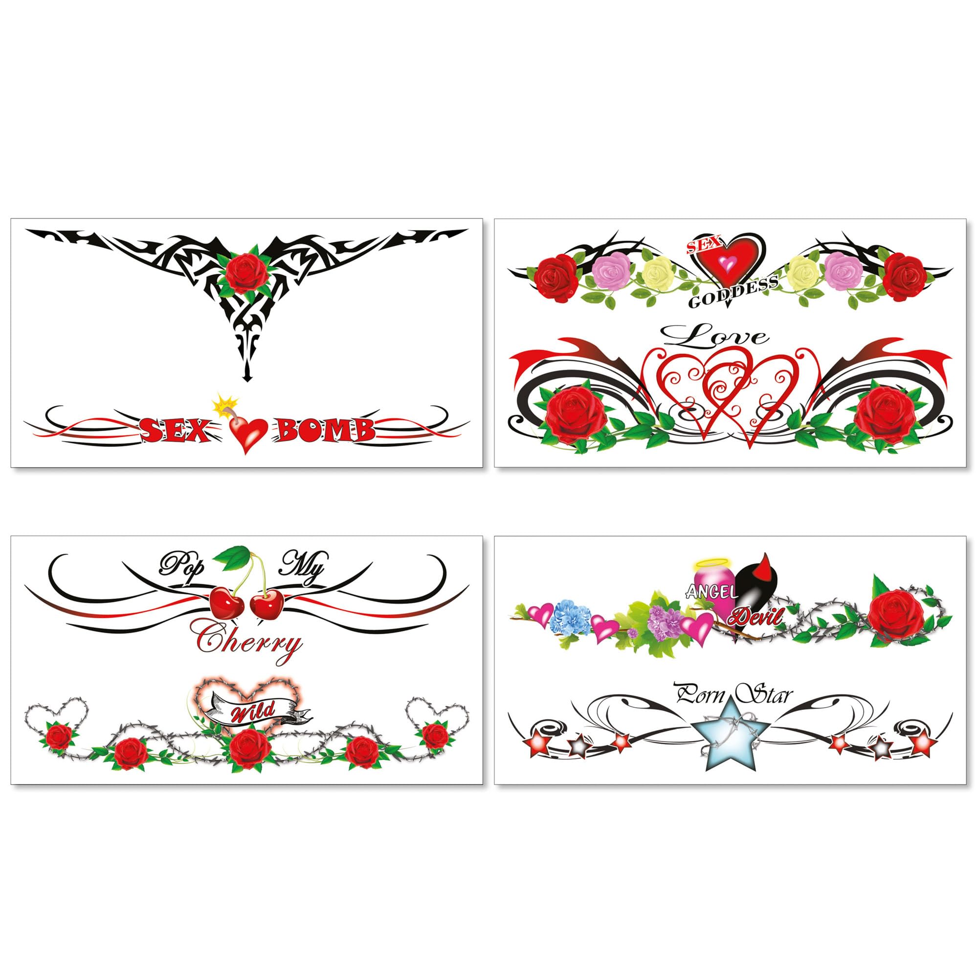 8 Sexy Naughty Temporary Tattoos for Women Ladies - Adult Fun for Lower Back Legs Arms Stomach