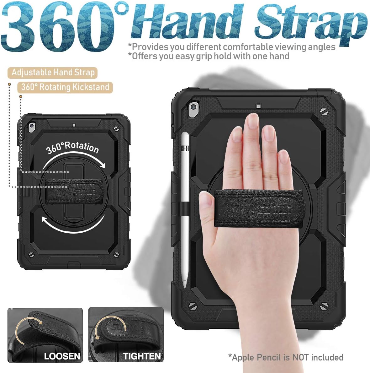 SEYMAC Case for iPad 9th/8th/7th Generation 2021/2020/2019 10.2 inch, Shockproof Case with Screen Protector - Image 5