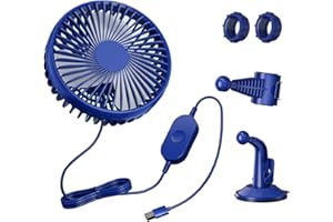 USB Powereds Fan With Secure Headrest Clip Suction Pad 360 Adjustable Airflows For Car Travel Office Home Spaces Portable USB