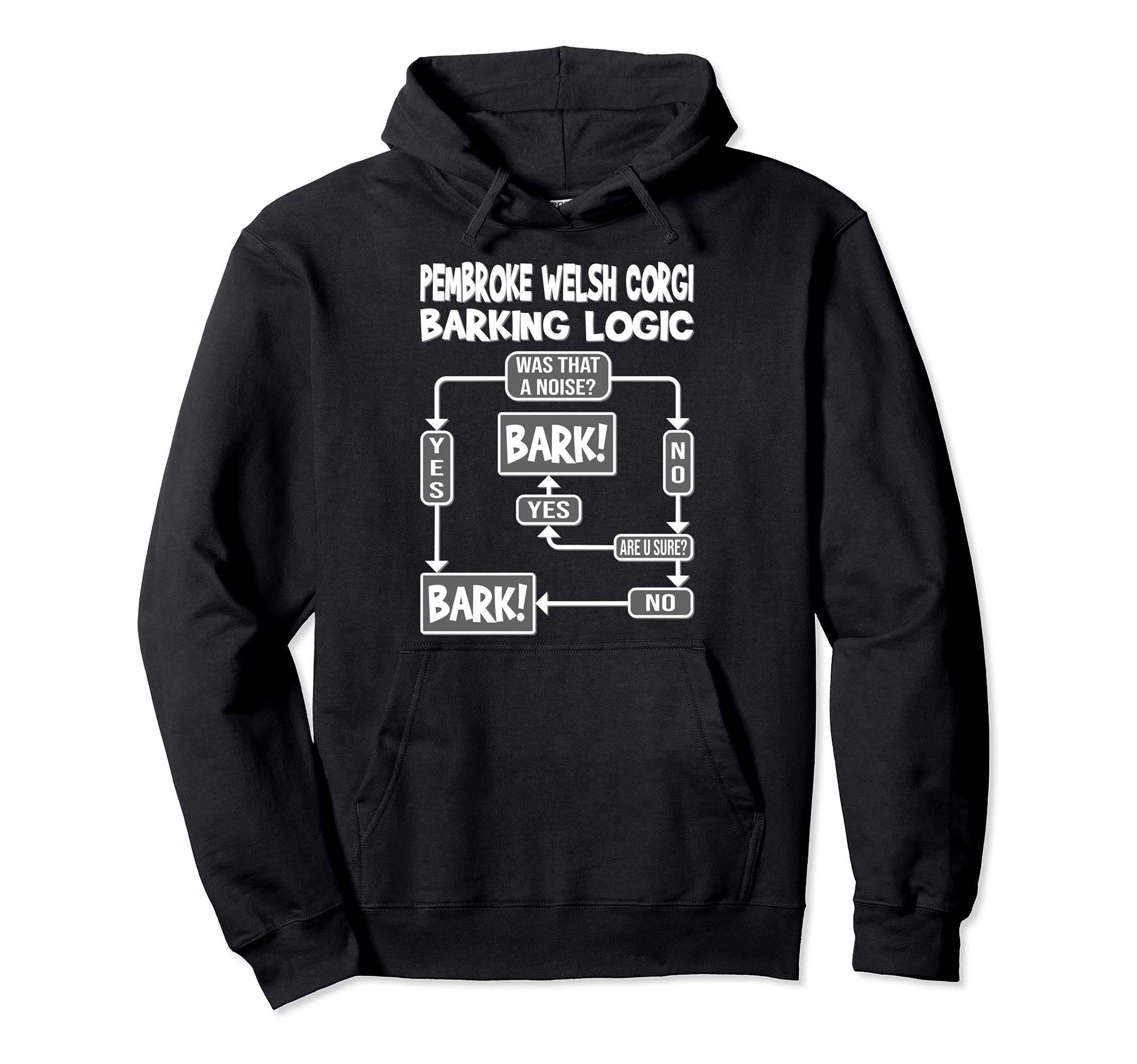 Dog Barking Logic, dog gift idea, Funny Pembroke Welsh Corgi Pullover Hoodie