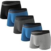 Robesbon Men's Underwear Boxer Briefs Comfortable Breathable Bamboo Viscose Fiber with 3D Expansion Pouch Design 5 Packs