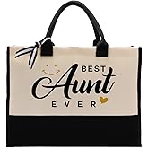 EDCTO Canvas Bag Gift for Aunt, Best Aunt Ever, Cotton Canvas Tote Bag, Auntie Birthday Gift, Mother's Day Gifts for Auntie