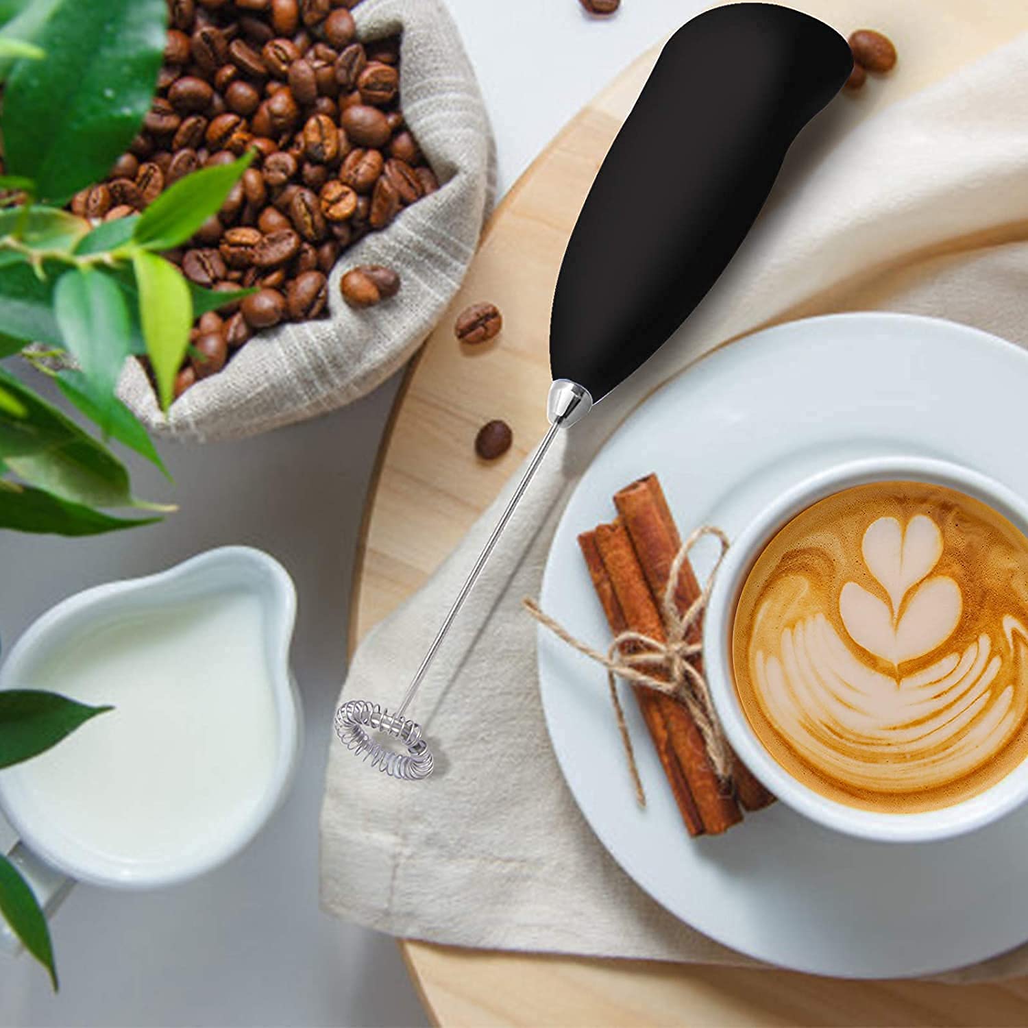 Electric Milk Frother with Stand Handheld Whisk Beater Foam Maker for Mocktails Coffee Latte Matcha Foamer Cappuccino Lemonade(Batteries are Not Included)(Mult)(Whith stend Blue)