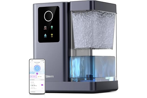 Silonn Nugget Ice Maker Countertop with APP & Voice Control, Self Cleaning Ice Machine with 3L Large Water Tank, 40 lbs/24H Soft Chewable Ice, Portable Pebble Ice Maker for Home, Kitchen and Party