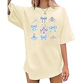 Oversized Magical Shirts for Women Happiest Place on Earth Tshirt Graphic Tees Family Holiday Vacation Short Sleeve Tops