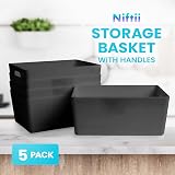 Niftii 5-Pack Plastic Storage Baskets 3.9L 17x25x11cm with Handles view 3