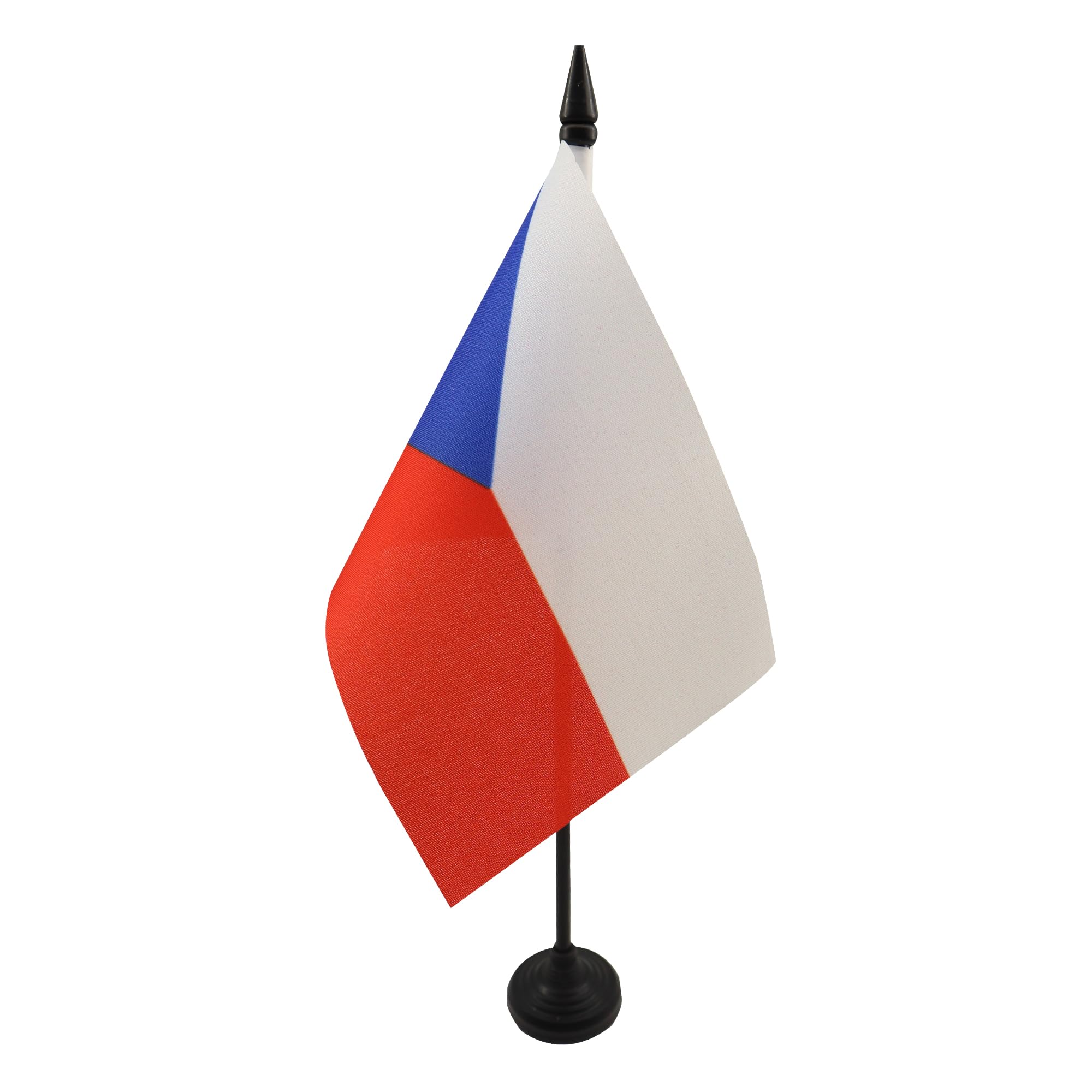 AZ FLAG - Czech Republic Table Flag 4'' x 6'' - Czech Office Mini Banner 100% Polyester 15 x 10 cm - Mini Desk Flag with 10'' Pole and Black Plastic Base