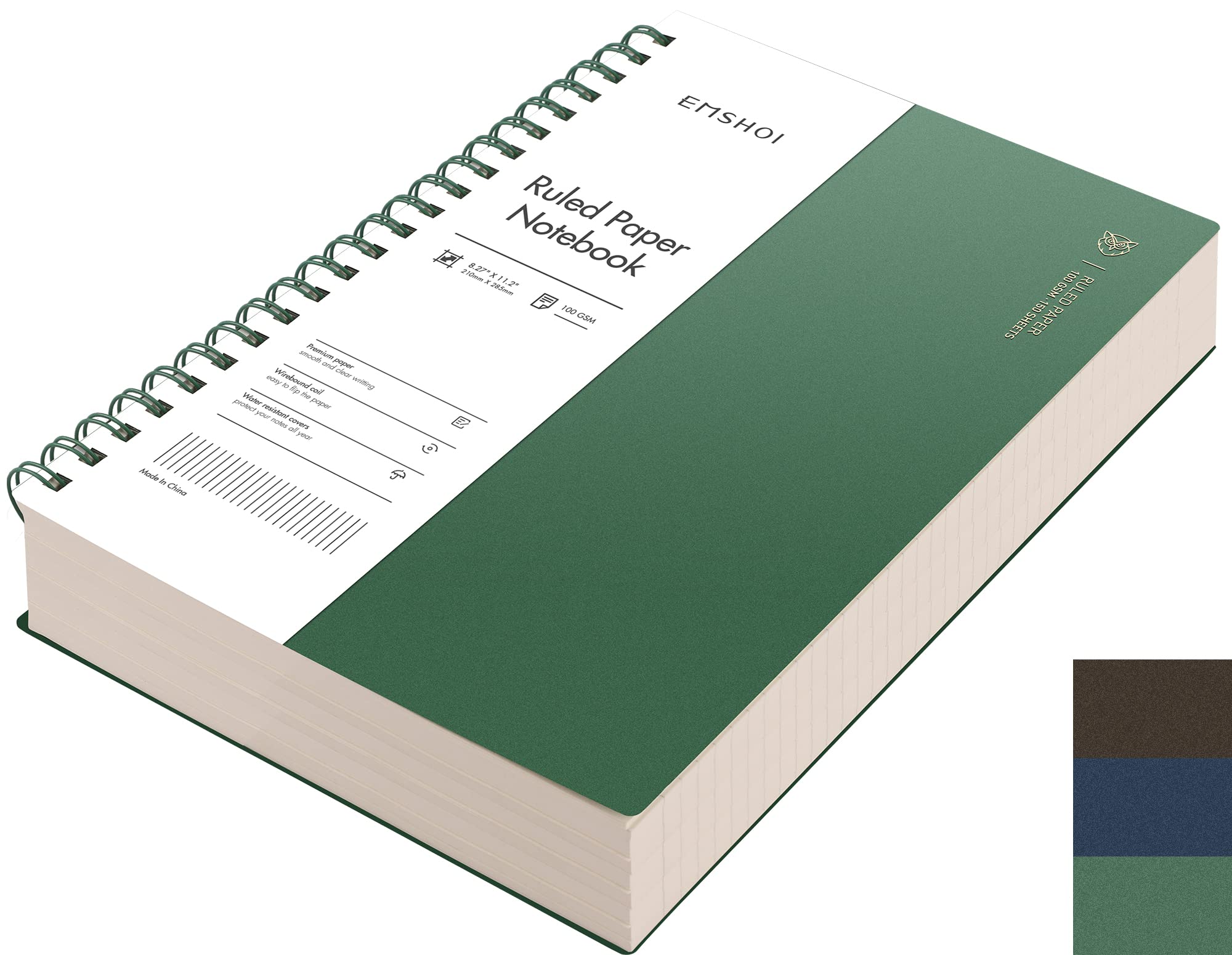 EMSHOI A4 Spiral Notebook College Ruled, 11.2" X