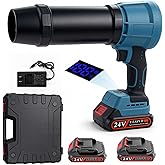 Cordless Leaf Blower, 24V Electric Handheld Leaf Blower with Battery and Charger, Lightweight Powered Blowers for Lawn Care,Yard, Blowing Leaves, Dust, Snow (2, Battery)