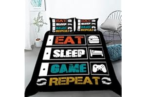 AILONEN Gamer Bedding Sets for Boys, Gaming Duvet Cover Set Twin Size,Boys Video Games Comforter Cover, Bed Set for Teen Boys Bedroom,Gamepad Controller,3 Piece with 2 Pillow Shams