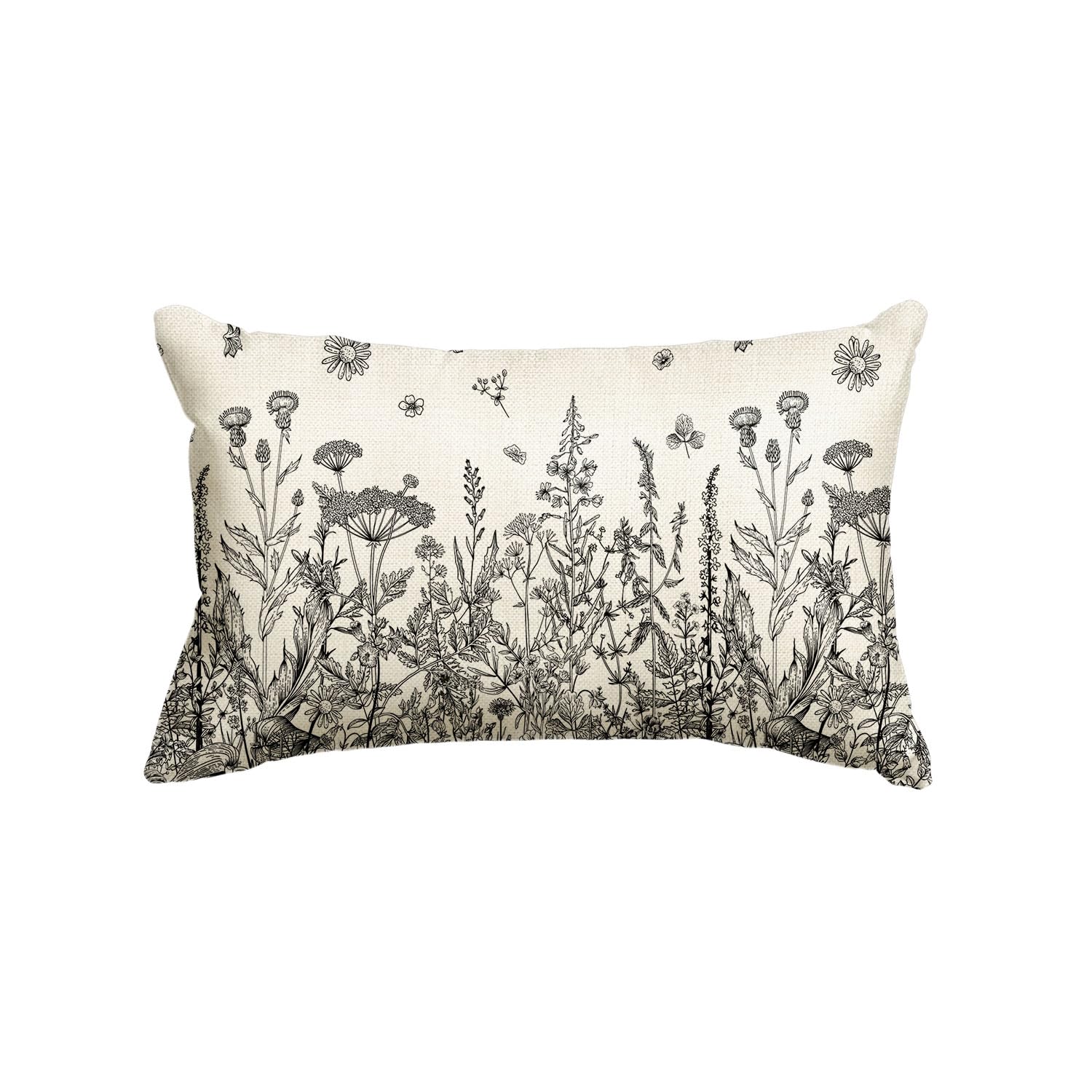 Photo 1 of AVOIN colorlife Wildflowers Spring Antique Herbs Throw Pillow Cover, 12 x 20 Inch Flower Cushion Case Decoration for Sofa Couch