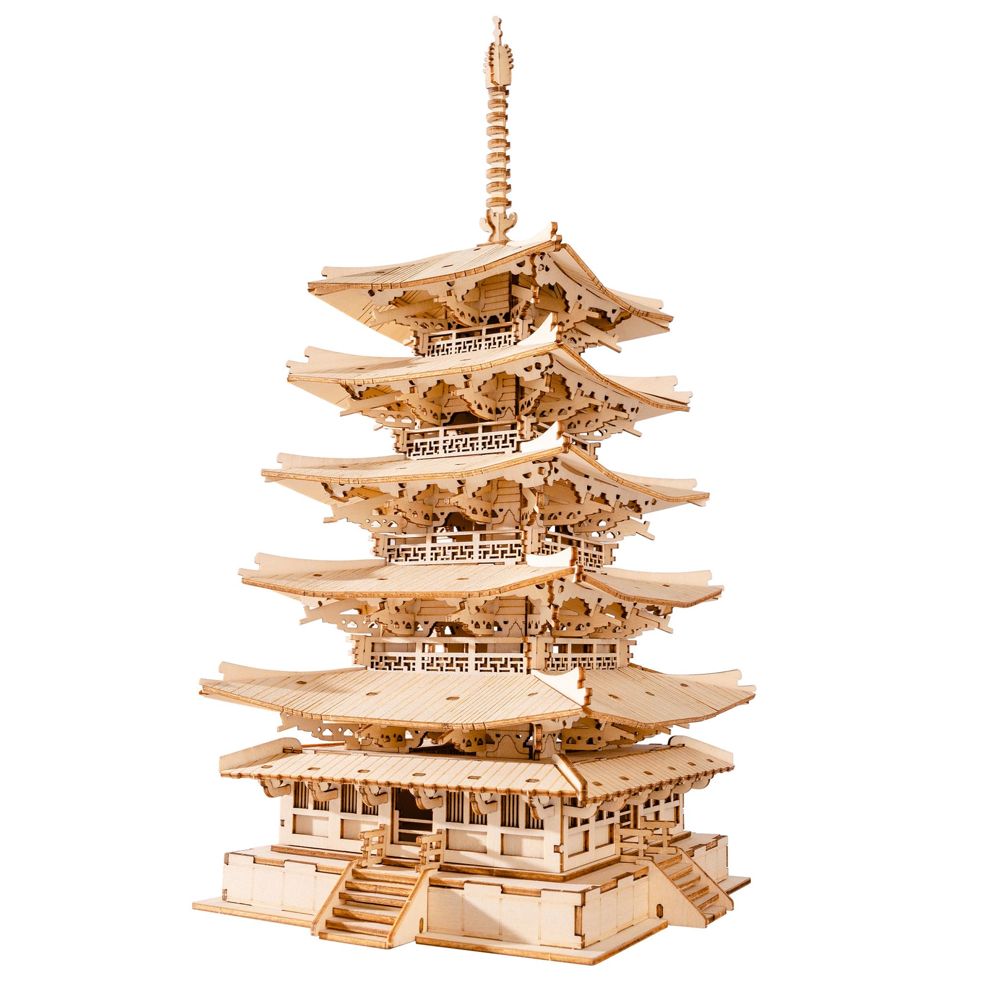 Rolife 3D Wooden Puzzle for Adults Five-storied Pagoda Model Kits for Adults to Build Japanese Puzzle Wooden Models Home Decoration Creative Gift