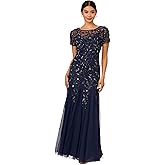 Adrianna Papell Bead Long Dress with Godets