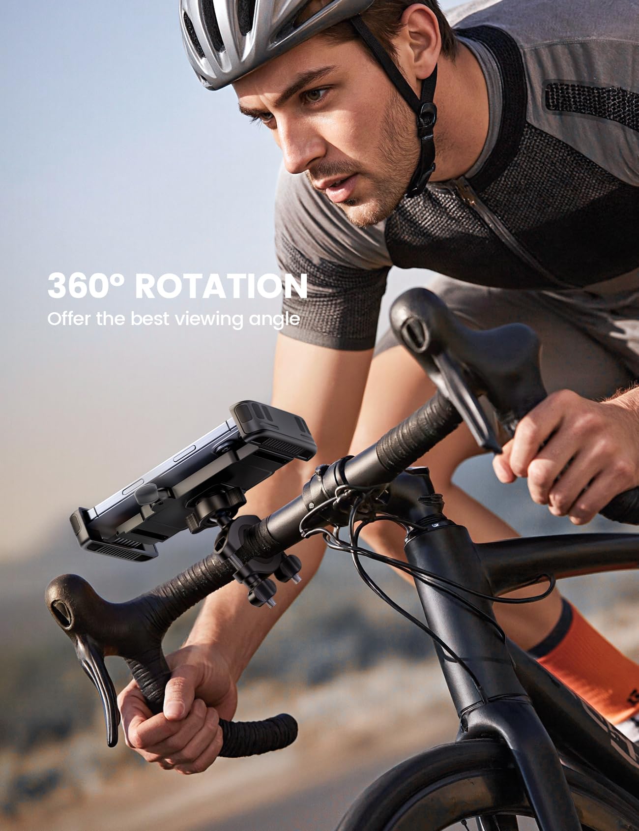 Lamicall Bike Motorcycle Phone Mount - [1s Quick Lock] Bike Cell Phone Holder Clip, Bicycle Scooter Handlebar Clamp, for iPhone Air, 17 16 15 Pro Max, Galaxy S25 S24 Ultra, More 6-7