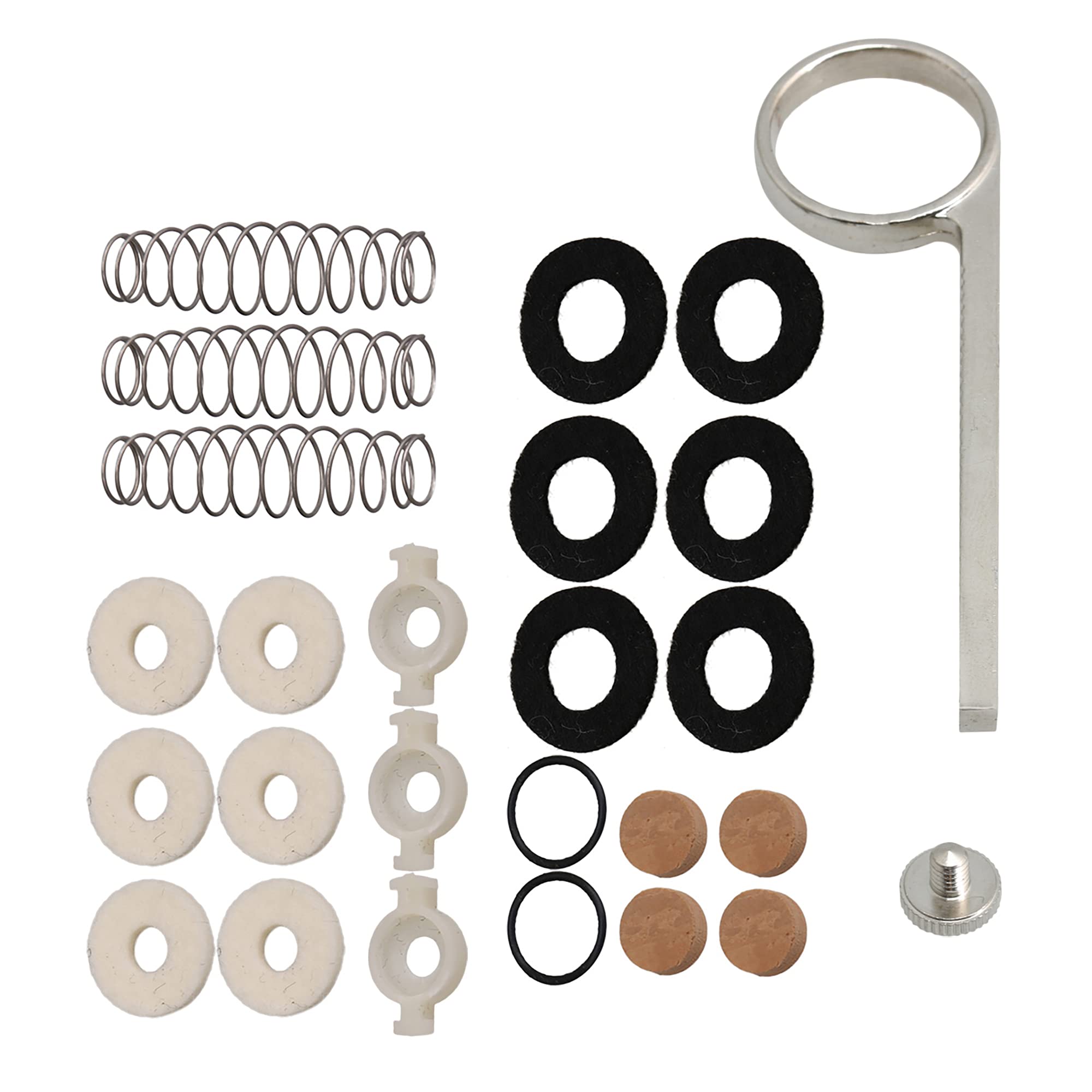 Mxfans Trumpet Valve Repair Kit B-flat Finger Buttons Cap Screw Key Replacement Parts Pack of 24